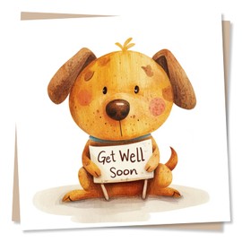 Adorable and Cute Get Well Soon Card For A Loved One - Sickness, Health, Wellness - Doggy, Dog, Animal Lover - For a Friend, Bestie, Relative, Partner, Husband, Wife, Bestie