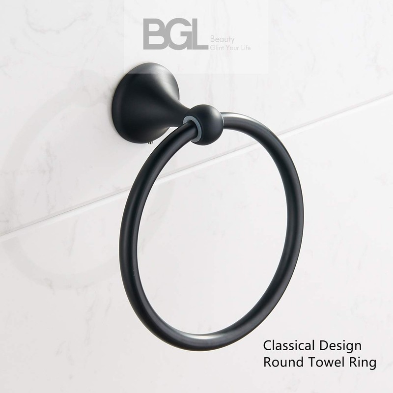 BGL - Toallero de pared para baño, diseño clásico, Negro