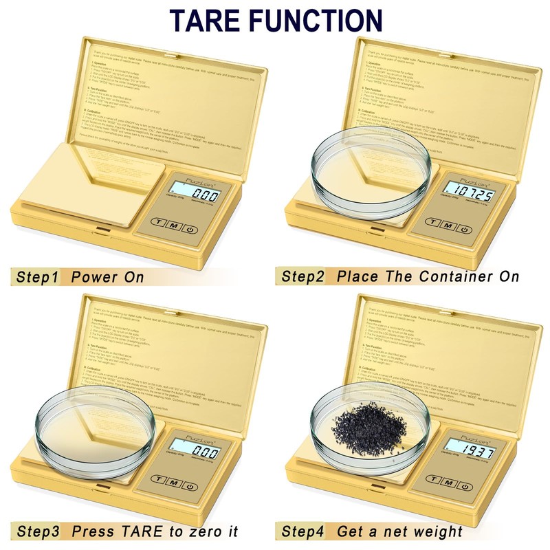 Fuzion Gram Scale, 200gx0.01g Digital Pocket Scale Gold Titanium Plating,