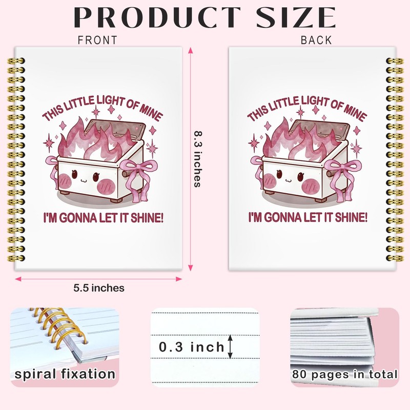 BRRNYOI Pink Dumpster Fire Notebook Journal 5.5x8.3. Funny Notebooks for