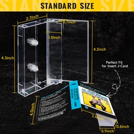 T WaveTree 50-Pack Audio Cassette Storage Cases - Clear Plastic Cassette Tape Cases - Audio Storage Solution 4.28" L x2.75 W x0.6 H