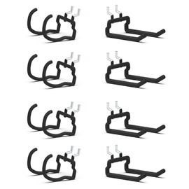 HUHOLE 8 Pack Pegboard Drill Holder and Utility Hooks Set Heavy Duty Vinyl Coated Pegboard Tool Holder for Power Tools Hammer and Cords Fits Standard 1/4 Inch Pegboard Organizer Accessories