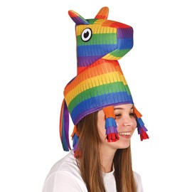 Beistle Fabric Piñata Hat with Rainbow Stripes- Fun and Colorful Mexican Fiesta Party Accessory, Perfect for Cinco de Mayo, Taco Tuesdays, Costume Parties, and Birthday Celebrations