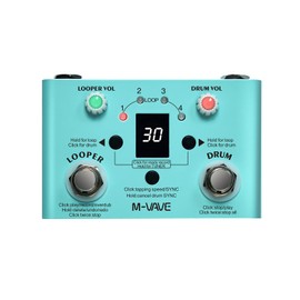 SHUAIGUO-1 Effect Pedal Drum & Looper Effector Mini 2-in-1 Looper & Drum Machine Double Footswitch Looper Pedal Looper Guitar Pedal 30 Drums & 4 Loops High Precision Tuner Adjustable Speed