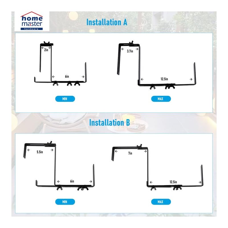 4 Pack Window Box Brackets,Adjustable Planter Box Brackets for Planter