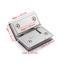 Heavy Duty Shower Glass Door Hinge,Solid One-Piece Precision Cast with 5mm Thick 304 Stainless Steel,for 5/16"-1/2" (8mm-12mm) Thick Frameless Bathroom Doors,Glass to Glass Mount,1 pc,Polished Chrome