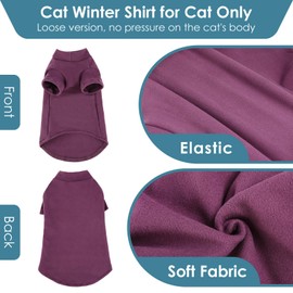 SUNFURA Turtleneck Sweater for Cat, Sphynx Cats Shirt Hairless Cat Sweaters with Sleeves, Warm and Soft Kitten Pullover Fleece Winter Pajamas Jumpsuit for Puppy Cats, Purple M