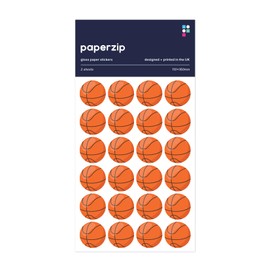 PAPERZIP - Basketballs – 48 Stickers for Children, Teachers, Parents, Birthdays