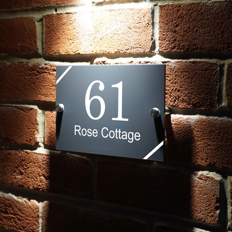 Badgemaster Modern Anthracite House Number Sign Plaque Stainless Steel Standoffs