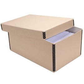 Lineco Tan Photo Snapshot Photo, Card, File Box with Removable Lid 4"x6"x12". Bulk Storage of Negatives, Prints, Films. Museum Level Archival Storage Box. Protects Photos & Negative.
