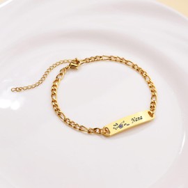 Grandma Gift Bracelet Stainless Steel Delicate Flower Retractable wax cord adjustment bracelet Nana Gigi Mimi Nanny bracelet Cute Keepsake Present for Grandma (Gold stainless steel chain--Nana)
