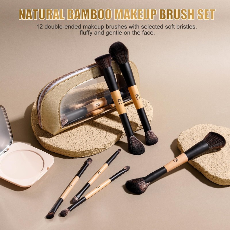 BS-MALL Double-ended Makeup Brush Set With Concealer Brush & Foundation