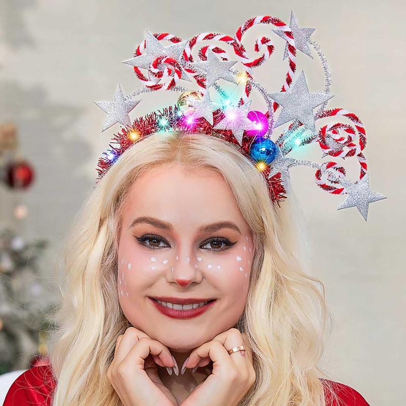 Kilshye - Diadema de Navidad con diseño de estrella iluminada