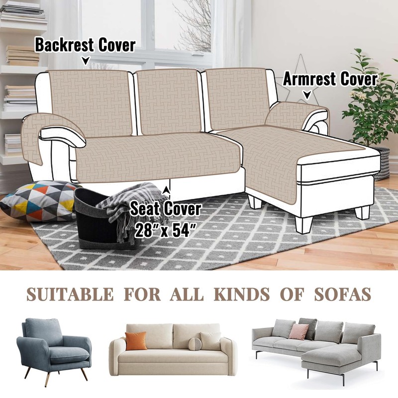 DEARTOWN Velvet Sectional Couch Covers, Waterproof Loveseat Sofa Covers for