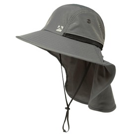 TOP-EX XL/XXL Waterproof Sun Hat Men's Wide Brim Sun Protection Hat Outdoor Trekking Hat with Neck Protection Safari Summer Hat Foldable, 94599_Grey