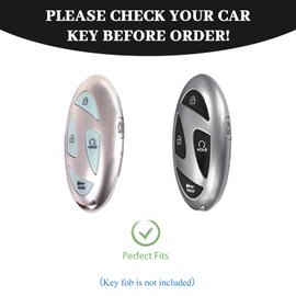 OFF WE GO for Hyundai Key Fob Cover, Soft TPU Protection Key Fob Case Compatible with 2023 2024 Hyundai Ioniq 6 Grandeur GN7 KONA Sonata Elantra 5 Buttons Smart Key Accessories (Silver Purple)