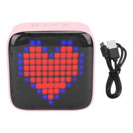 Mini Bluetooth Speaker Retro LED Colorful Light Pixel Style Portable Wireless Speaker for Bedroom Office Dorm Outdoor Pink