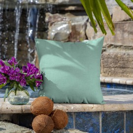 Arden Outdoor Toss Pillow, 2 Pack, 16 x 16, Rain-Proof, Fade Resistant French Blue Linen Stripe