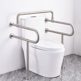 Handicap Grab Bars Rails, 27.5 inch Toilet Handrails, Safety Bar Hand Support Rail for Seniors, Elderly, Disabled, Wall to Floor Mounted