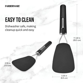 Farberware Flex Turner, Perfect for Fipping, Stirring and Serving Both Sweet and Savory foods. Heat Resistant, Safe on all Cookware. Dishwasher Safe. Black