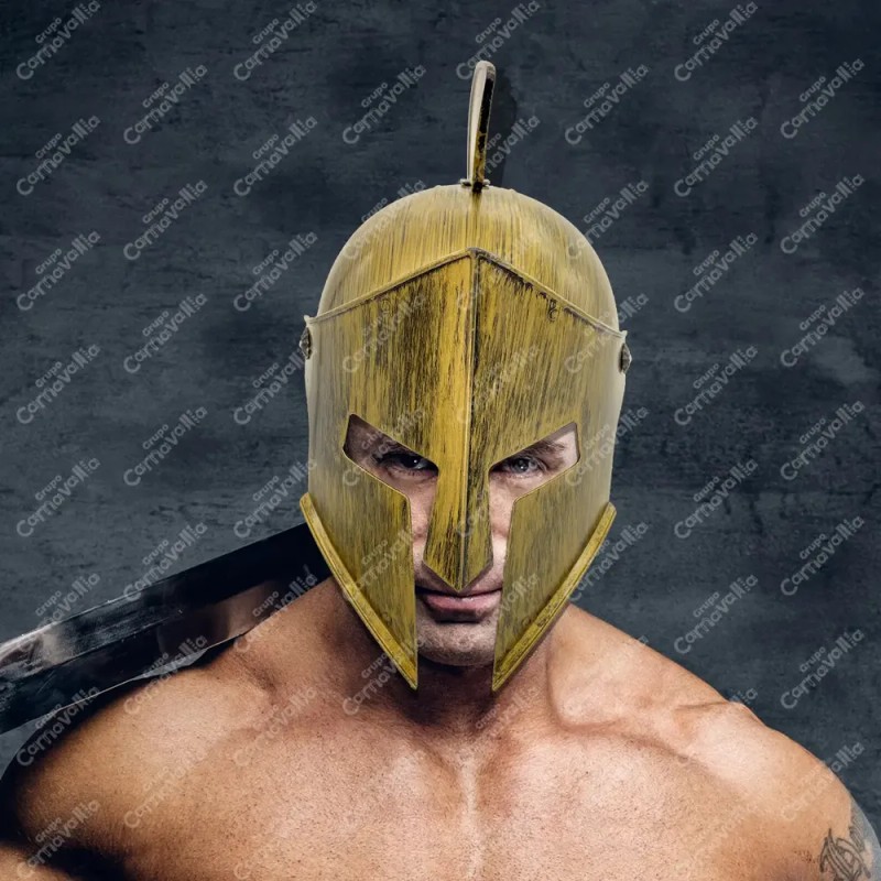 Casco Romano Color Bronce Plástico Disfraz Spartano Gladiador 300 Costume