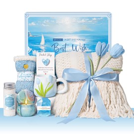 Birthday Gifts for Women Self Care Set Get Well Soon Gift Baskets, Relaxing Bluebell Spa Gift Basket Care Package for Women, Unique Xmas Gifts for Mom Her Girlfriend Sister Friend Wife Grandma