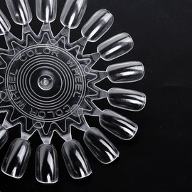 20 Pcs Nail Color Chart, BetterJonny Clear Maniver Nail Color Chart Stick Removable Strip Nail Display Stick DIY Practice Tip Display Art Pattern (Round, Clear)