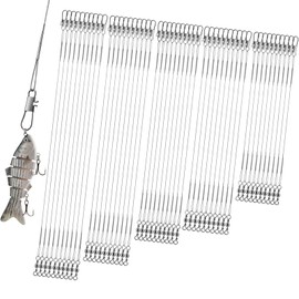 Realure 50 Pieces Steel Leader Pike Fishing Set with Swivels & Snaps, 5 Sizes Stainless Steel Fishing Accessories Predatory Fish, Leader Fishing Leaders for Spin Fishing, Leader Line for Saltwater