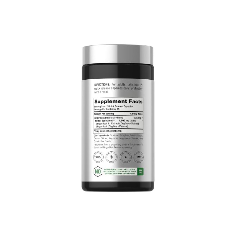 Horbäach Ginger Root Extract Supplement | 150 Capsules | Traditional