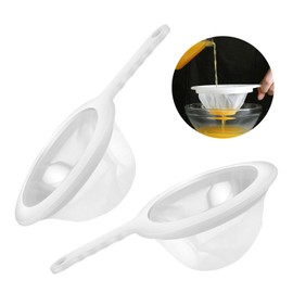 Pack of 2 Plastic Strainer for Kefir Filter, Strainer Strainer, Extra Fine Nylon Mesh Fine Sieve, Kitchen Strainer with Non-Slip Handles, Suitable for Filtering Yogurt, Lactic Acid Wine and Honey