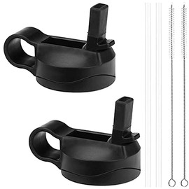 Top Souls Wide Mouth Straw Lids Compatible with Most Sports Water Bottles, 2 Lids 2 Long Straws 2 Brushes in 1 Value Pack (Frost & Lilac)