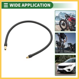 REPAIROCK Universal Tire Inflator Extension Tube Air Pump Extend Hose Adapter Tire Valve 23.62inch M8x0.8 10mm OD Durable Rubber Gold Tone Connector Auto Replacement Parts