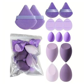 SGERUFZ 14 Pcs Makeup Sponges Blending Sponges Liquid Cream Powder Sponge Foundation Sponge Triangle Face Tassel (Purple)