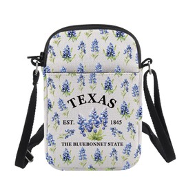 CHOORO Texas Bluebonnet Crossbody Bag Texas State Flower Bluebonnet 1845 Sling Bag Texas Bluebonnet Flower Gift (Bluebonnet B)