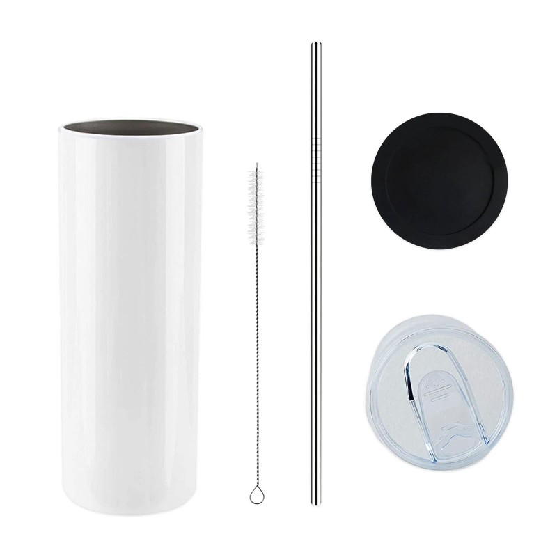White ProSub 20oz Straight Skinny Tumbler Sublimation Mug Blanks -