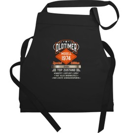 Geschenk mit Namen personalisiert by Shirtracer - Apron - 50th Birthday - Oldtimer Special Vintage 1974 with Name for the Fiftieth, 1 black