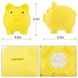 Emapoy Piggy Bank, Unbreakable Plastic Money Bank, Coin Bank for Girls and Boys, Practical Gifts Birthday, Easter, Baby Shower (Yellow)