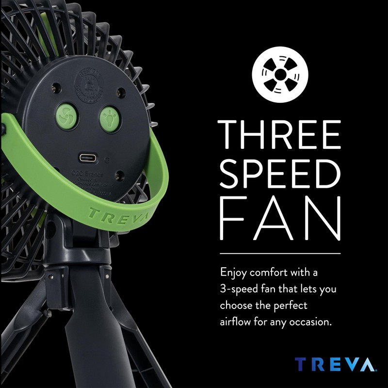 Treva 5 Inch Tripod Fan with Built-In Light and Attachable