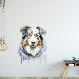 GRAZDesign Wall Sticker Australian Shepherd Dog Cool Motif for Living Room, Bedroom, Teenager's Room, Wall Sticker as Wall Decoration, Wall Sticker - 74 x 57 cm