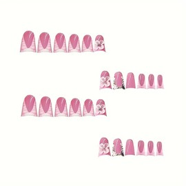 FIEONCIY Press on Nails Duck Shaped Glossy Full Cover Acrylic Duck False Nails with Designs Artificial Medium Duck Shaped Fake Nails with Charms Glue ons Fingernails for Women Girls(CC3)