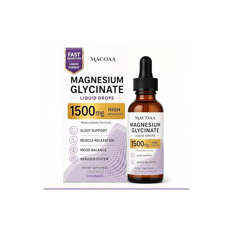 Magnesium Glycinate 3-in-1 Liquid Drops | 1500mg High Absorption |
