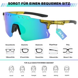 Fractoluxe Fast Glasses Men Women Cycling Glasses UV400 Polarised Sports Glasses Windproof Cycling Glasses Running Glasses for Bicycle Cycling Running MTB Ski Rave Outdoor Sports Teal