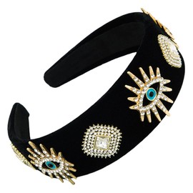 scicent Hair Band Women's Bridal Headband Wedding Crystal Pearl Hair Band Fashion Hair Bands Faux Pearl Rhinestone Crystal Pearl Hair Accessories (Treasure Blue) - 25519