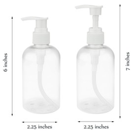 BRIGHTFROM Plastic Bottles with Pump Dispenser, 8 OZ Empty, BPA Free Refillable Containers for Body Wash, Moisturizer, Face Cream, Liquid Soap - Clear/White - 2 Pack