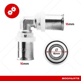 BOOPARTS Multilayer Fitting 16-16 on Crimping Contour TH - Multilayer Elbow - Sanitary Fitting for Multilayer Pipe 16