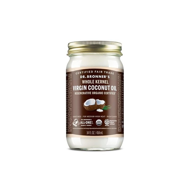 Dr. Bronner's Aceite de coco de semilla entera, certificado orgánico