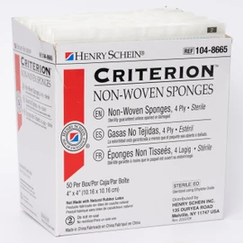 Henry Schein Criterion 4x4” Non-Woven Sponge- Rayon/Polyester Blend, 4-Ply, Sterile- 4x4 Inch, 50/Pack