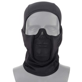 NICEFISH Steel Mesh Polyester Solid Color Breathable Military Enthusiasts Tactical Hood CS High Elastic Fabric Breathable Moisture Wicking Light Tensile (Black)