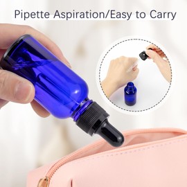 JIUWU 15 Pcs,1 Oz Dropper Bottle,Blue Glass Eye Dropper Bottle with 5 Funnels,30 Ml Tincture Bottles with Dropper,Pretty Finish,Leak-Proof Design, Stronger Suction for Essential Oil,Liquids，Sample