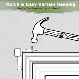 No Drill Curtain Rod Brackets Black Curtain Rod Holder Quickly Tap Right nto Window Frame, Heavy Duty Easy Curtain Rod Hooks Hanger for 1 to 1 1/5 inch Drapes Rod, 4 Pack
